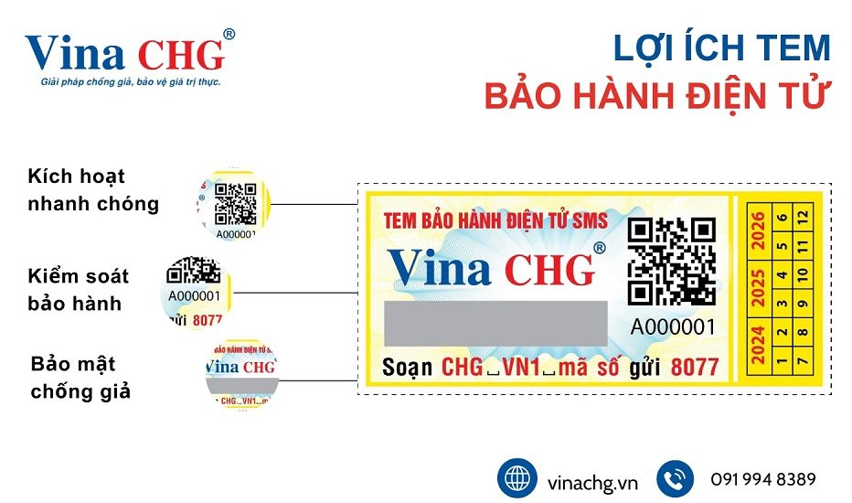 Lợi ích tem bảo hành điện tử chống giả của Vina CHG