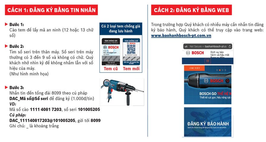 xác thực bảo hành trên ứng dụng be connected của bosch