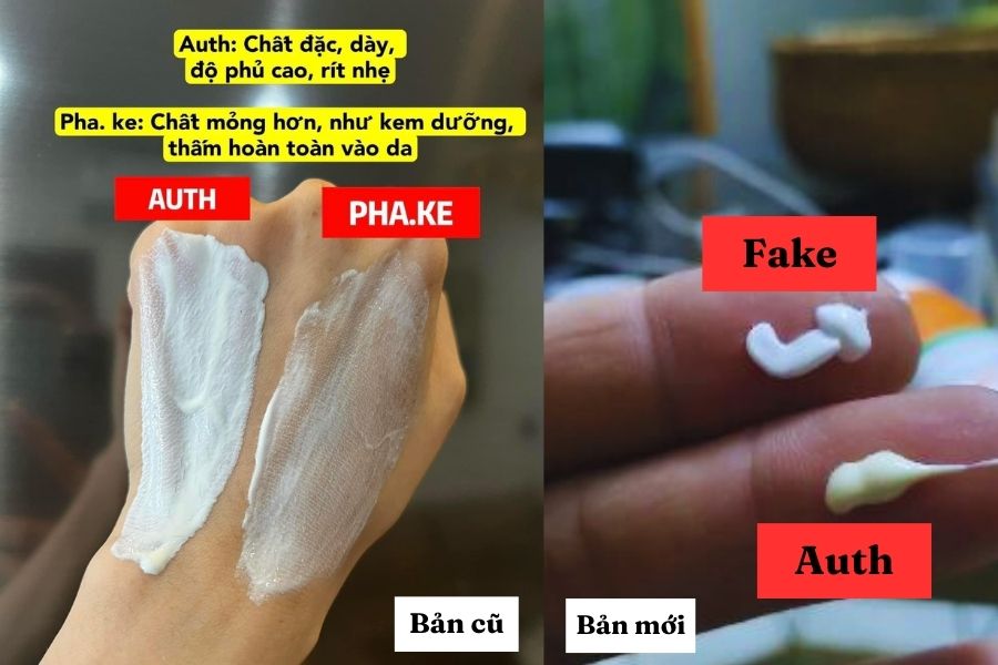 Sự khác biệt giữa kem thật và giả khi bôi lên da