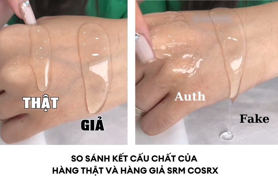 kết cấu sữa rửa mặt cosrx thật và giả