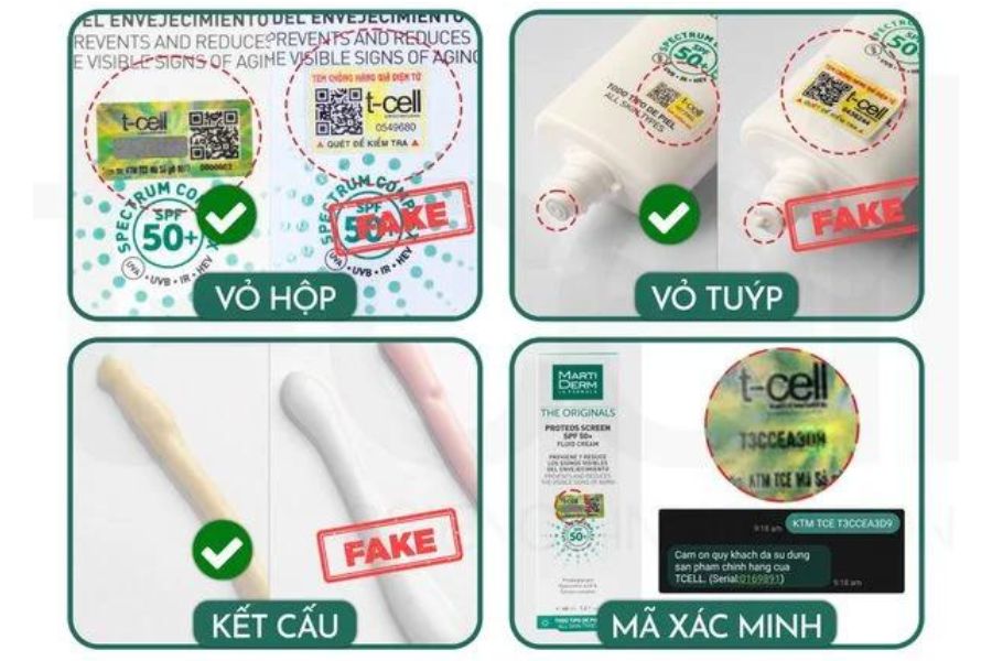 tem chống hàng giả kem chống nắng martiderm thật giả