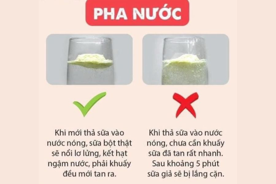 Phân biệt sữa giả bằng việc pha với nước