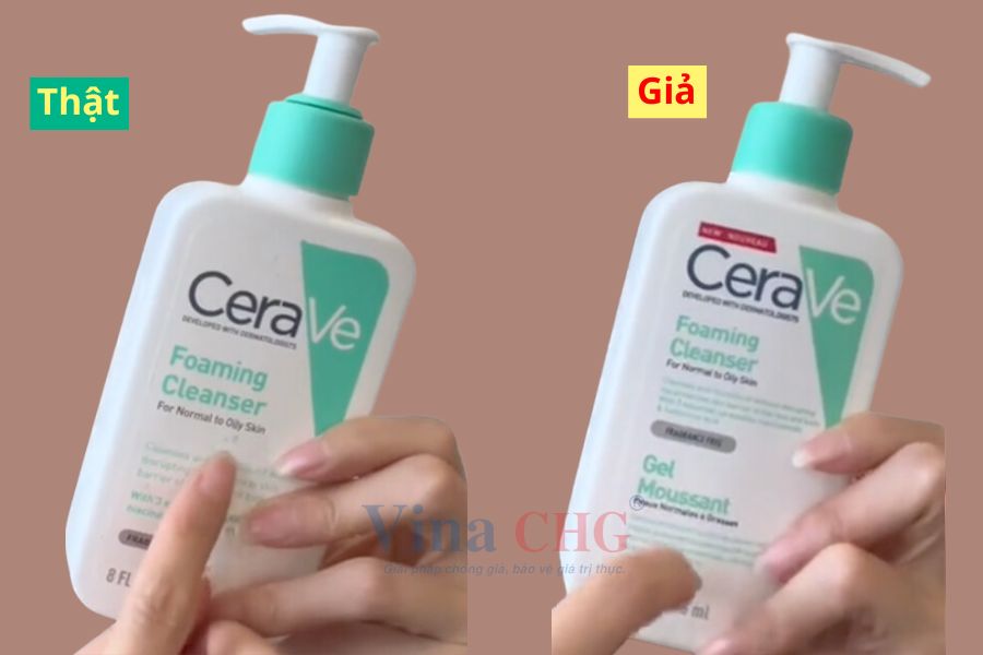 Tem nhãn của sữa rửa mặt cerave thật và giả