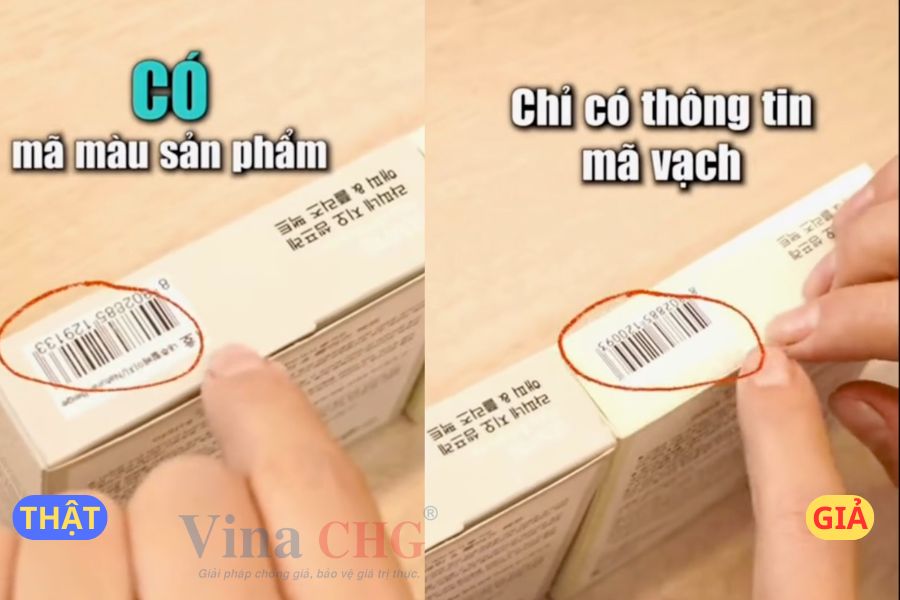 Mã vạch sản phẩm phấn GEO trên sản phẩm thật và giả