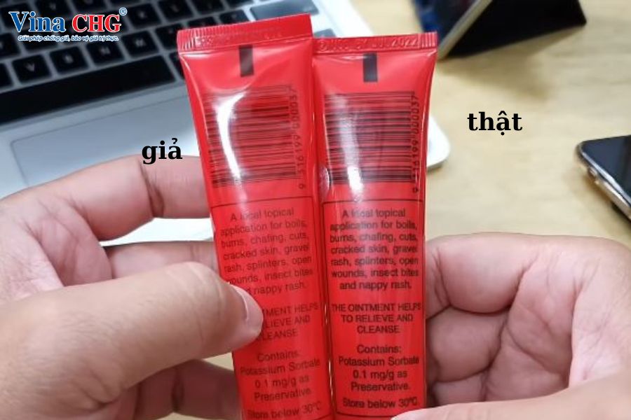 mặt sau kem lucas thật giả
